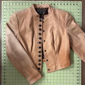INC International Concepts Light Brown Leather Jacket